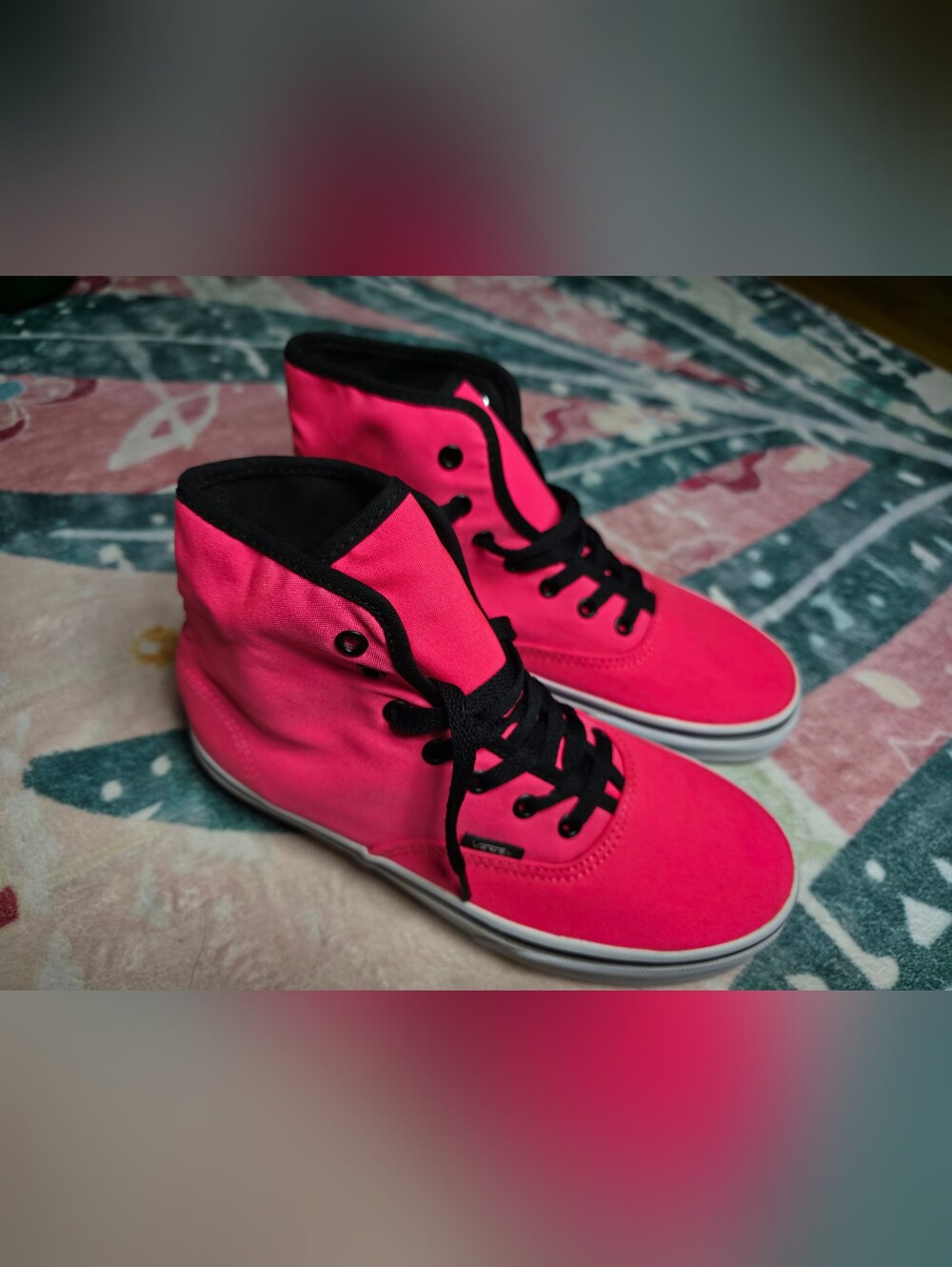 Vans Women's Hot Pink High-Top Sneakers with Black Trim